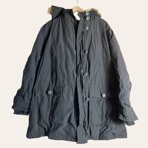 Woman Within Black Down Fill Insulated Faux Fur Trim Parka Coat Size 1X
